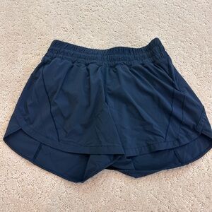 Lululemon Navy Low Rise Track That Shorts 3”